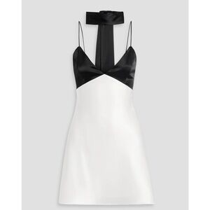 Alice and Olivia Julienne Two-tone Satin-Crepe Mini Dress with Tie
